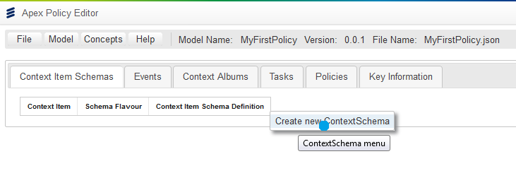 Right click to create a new Item Schema
