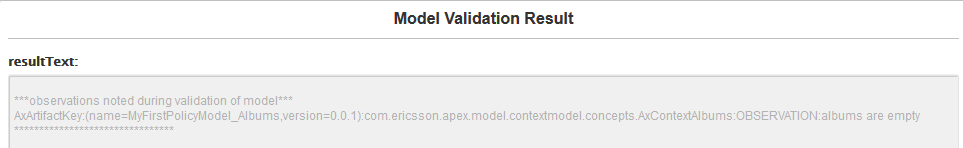 Validate the policy model for error using the 'Model' > 'Validate' menu item