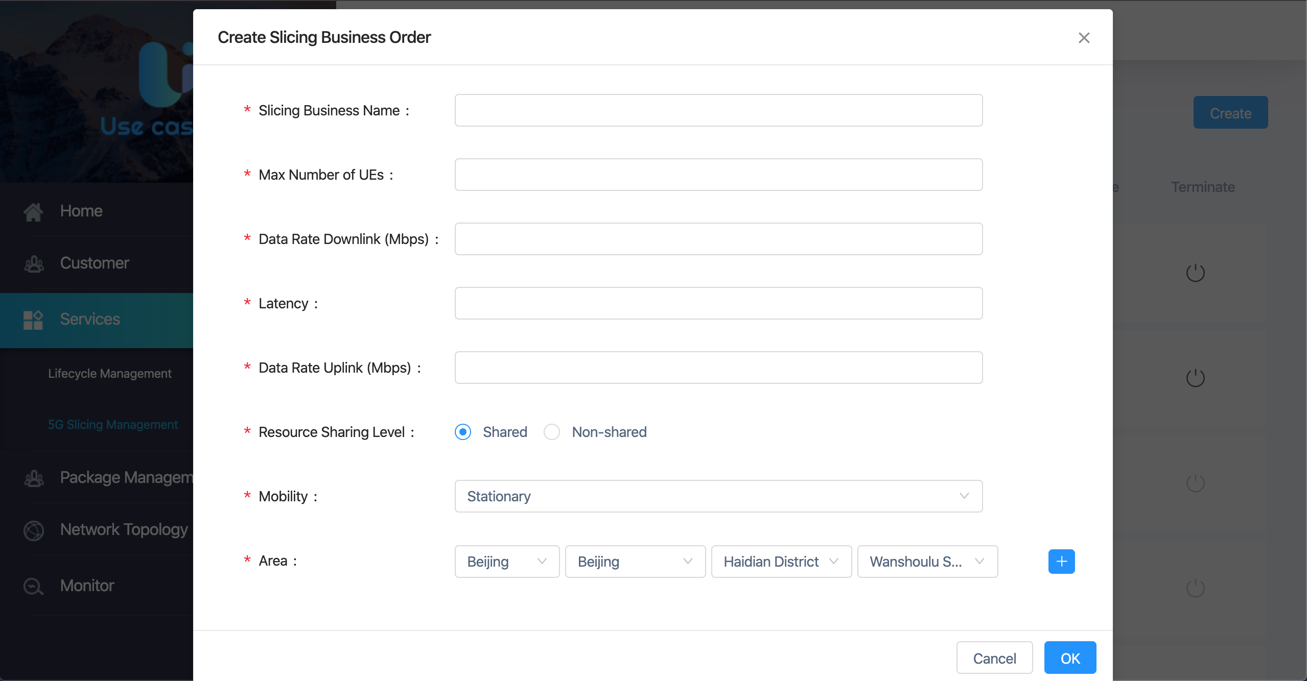 Create CSMF Slicing